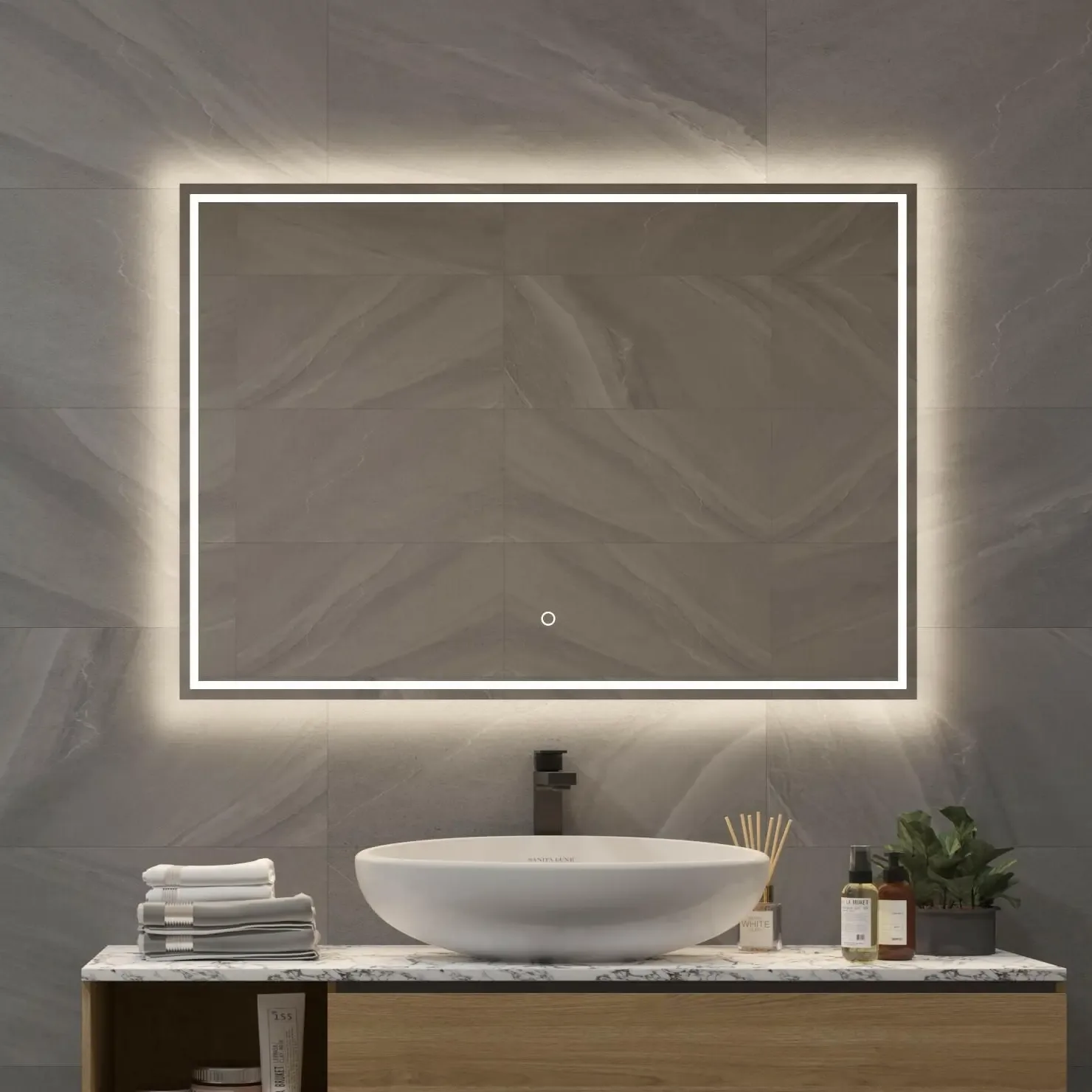 Moderne LED-spejl med spejlvarme og berøringssensor 80x70 cm Moderne LED-spejl med spejlvarme og berøringssensor 80x70 cm