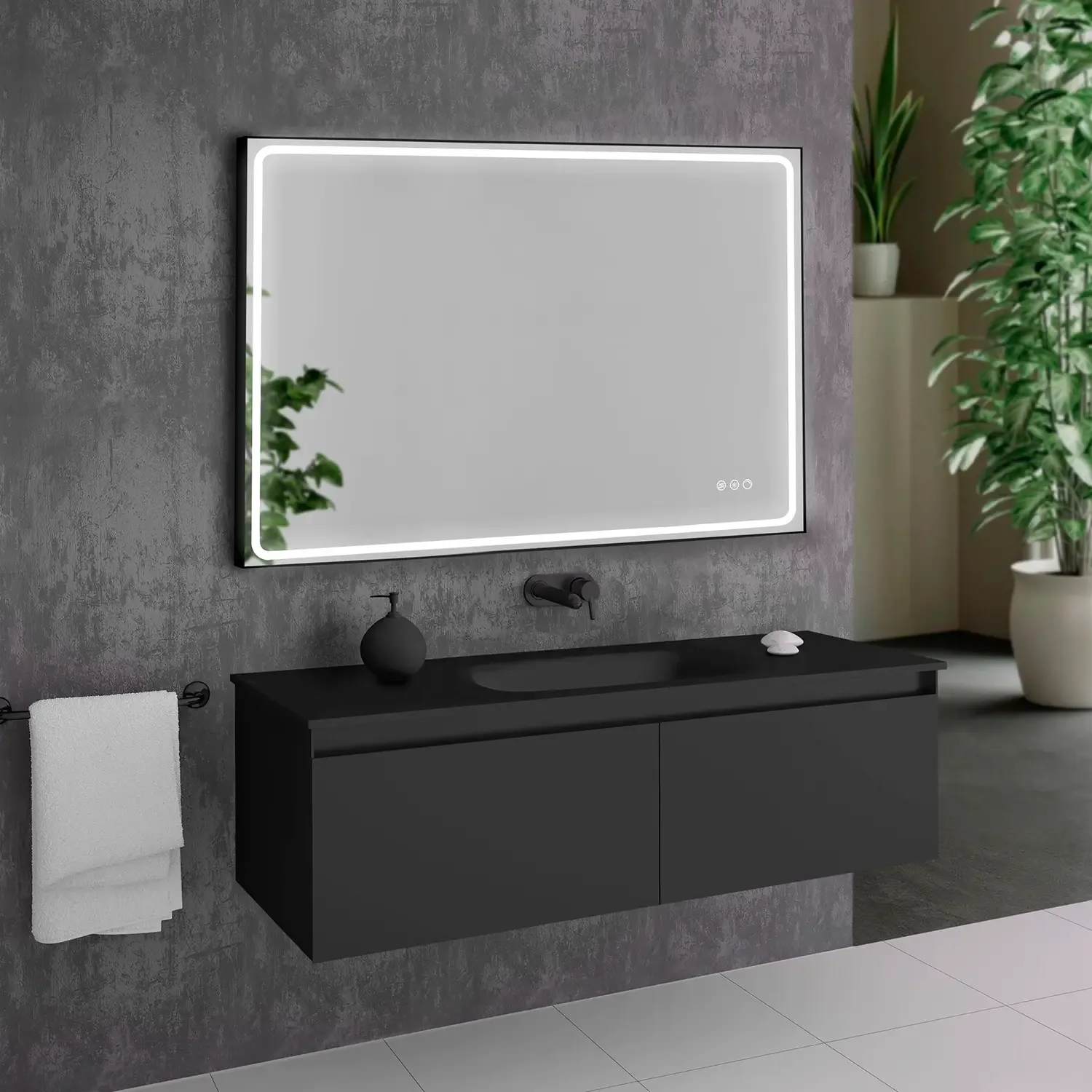 Sif spejl med antidug og farvetemperatur fra 3000-5700K 120x80
