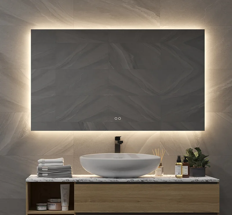 Spejl med baggrundsbelysning lysstyring og antidug 120x70 cm