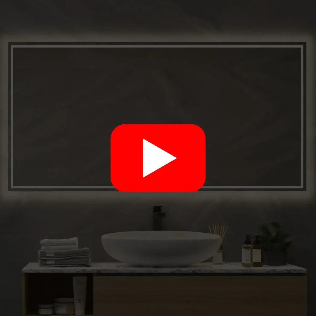 Se spejl med spejlvarme belysning og touch-sensor 140x70 cm i video Video af spejl i 140×70 cm med spejlvarme og berøringssensor